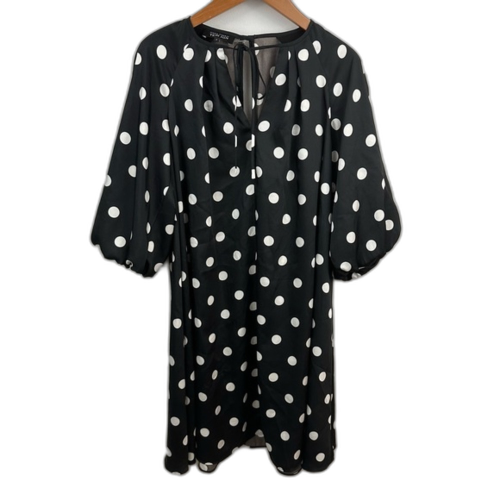 Rickie Freeman For Teri Jon Polka Dot Charmeuse Puff-Sleeve Dress Size 2 Y2K